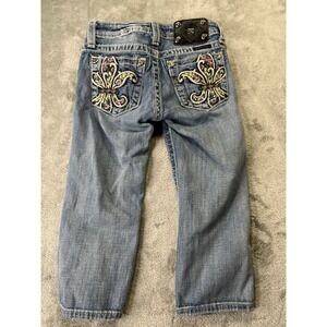 Miss Me Cuffed Capri Jeans Girls Size 10 Blue Cotton